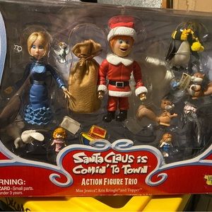 Santa Claus is Coming to Town Action Figure Trio BNIB